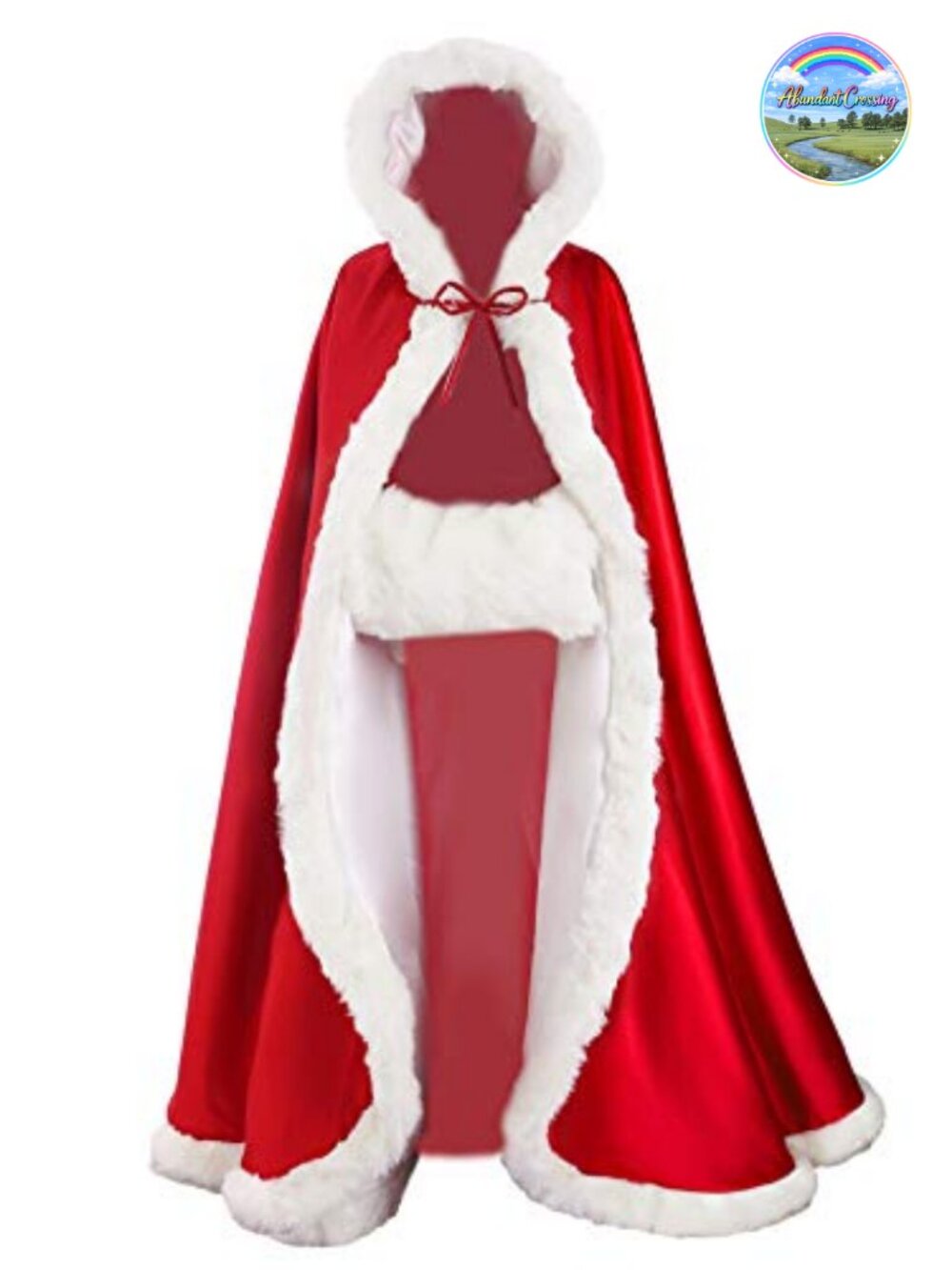 Reversible Hooded Wedding Cape Cloak with Fur Trim & Free Hand Muff